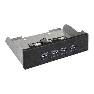 Планка USB на переднюю панель ExeGate EX289290RUS U5H-625, 5,25', 4*USB3.0, черная, металл, подсоед. к MB