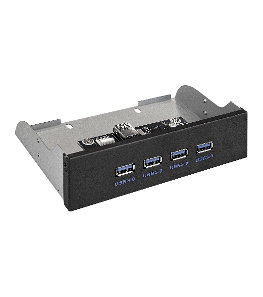 Планка USB на переднюю панель ExeGate EX289290RUS U5H-625, 5,25', 4*USB3.0, черная, металл, подсоед. к MB