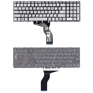 Клавиатура для ноутбука HP 15-BW 250 G6 серебристая с подсветкой