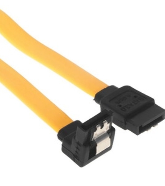 Кабель интерфейсный SATA Cablexpert CC-SATAM-DATA90-YL-50CM, Sata3 7pin/7pin, мет.защелка, угловой разъем, 50 см, желтый, пакет