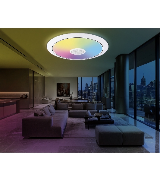 Музыкальный светодиодный светильник Ambrella light FZ720 WH белый IP20 52W 3000-6500K+RGB Music 450*65 (ПДУ ИК)
