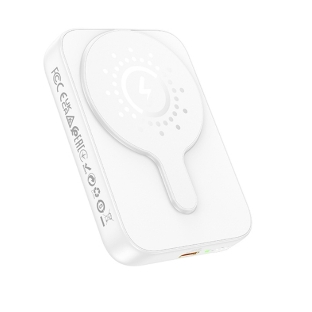 Портативный аккумулятор Powerbank HOCO J117A с быстрой беспроводной зарядкой (магнитный), белый