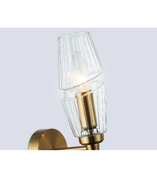 Настенный светильник Ambrella light LH55204 BS/CL латунь/прозрачный E14 max 40W 150*80*280
