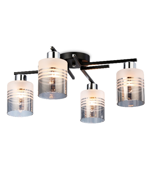 Светильник Ambrella light TR303212/4 BK/CH/SM/FR черный/хром/дымчатый/белый матовый E27*4 max 60W D515*200