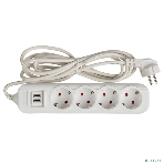 Удлинитель EKF UBA16-2USB-4-05i Удлинитель 'Эксперт' 4 гнезда 5 метров 16А/3,5 кВт с 2 USB 2,1А ПВС 3х1, фото 1