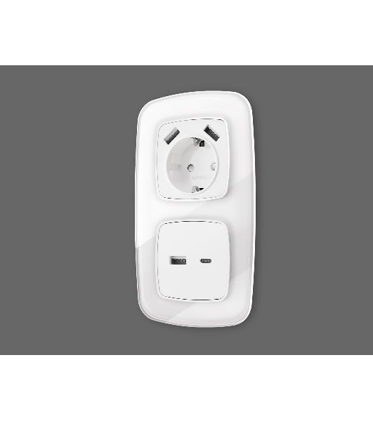 Лицевая панель OMEGA (Белый матовый) для розетки 2USB A+C QUANT OP1310