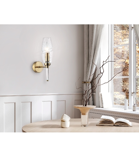Настенный светильник Ambrella light LH55204 BS/CL латунь/прозрачный E14 max 40W 150*80*280