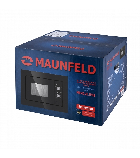 Встраиваемая микроволновая печь Maunfeld MBMO.20.1PGb черный, 20 л, 800 Вт, переключатели - поворотный механизм