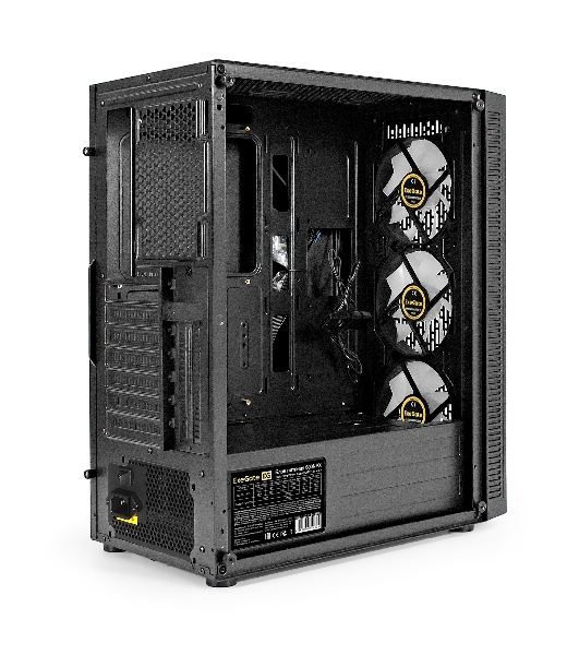 Компьютерный корпус Miditower ExeGate EVO-5001A-600NPX (ATX, БП 600NPX с вент. 12 см, 2хUSB+1хUSB 3.0+HD Audio, черный, 3 вент.12см с RGb подсветкой, боковая панель - закаленное стекло)