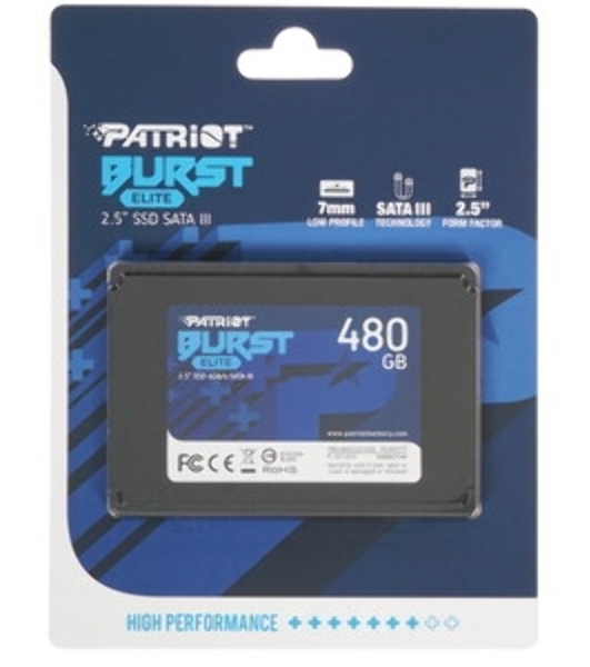 Накопитель SSD Patriot Burst Elite, 480Gb, SATA, 2.5', R/W 450/320