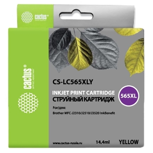 Картридж струйный Cactus CS-LC565XLY желтый (14,4 мл) для Brother MFC-J2510