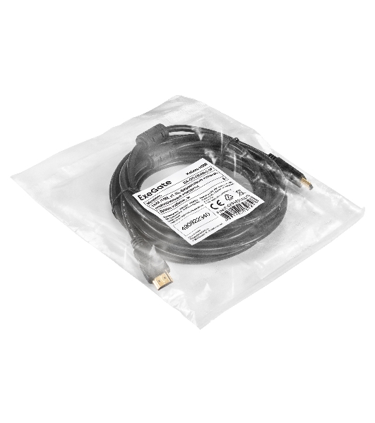 Кабель HDMI ExeGate EX-CC-HDMI-5.0F (19M/19M, 5м, v1.4b, ферритовые кольца, позолоченные контакты)