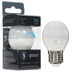 Лампа светодиодная Шар Gauss 7W 550lm 6500K Е27 шаг. диммирование LED, фото 1