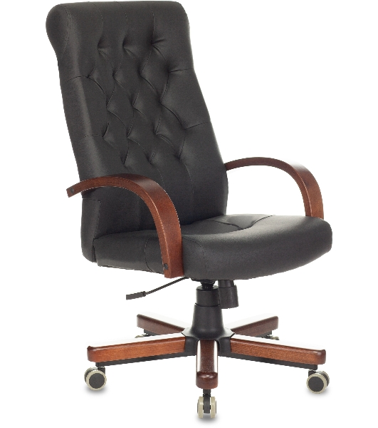Кресло Бюрократ T-9928WALNUT/ECO черный, экокожа