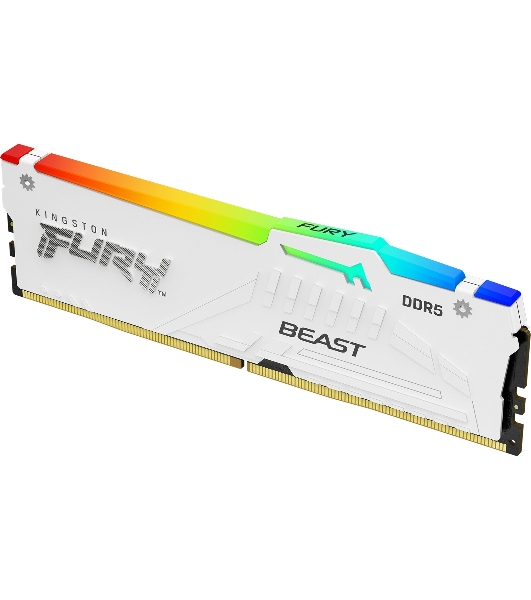 Оперативная память Kingston Fury Beast, DDR5, 16Gb (1x16Gb), 5600MHz, CL40, DIMM, радиатор, RGB, белый