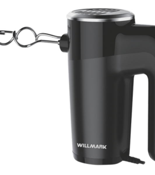Миксер Willmark WHM-7003 (500Вт, 6 скоростей, насадки для взбивания/для теста, черный)