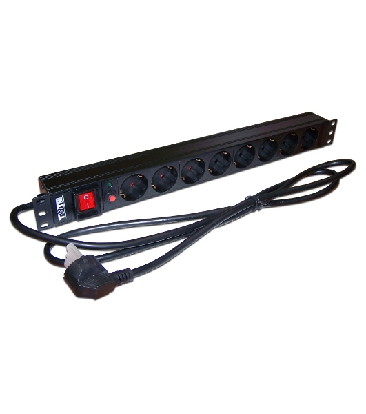 Блок распределения питания Lanmaster TWT-PDU19-16A8P-3.0 гор.размещ. 8xSchuko базовые 16A C14 3м