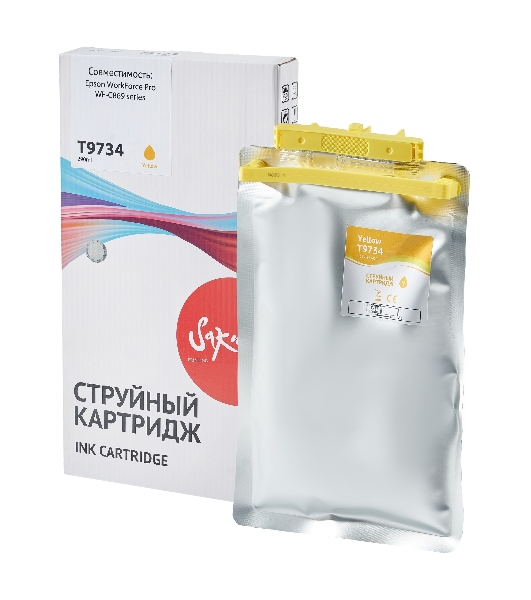 Контейнер с чернилами Sakura C13T973400 (T9734 Y) для Epson, желтый, 22000 к.