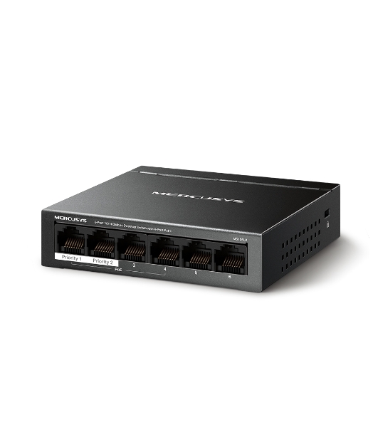 Коммутатор настольный Mercusys MS106LP с 6 портами 10/100 Мбит/с (4 порта PoE+)