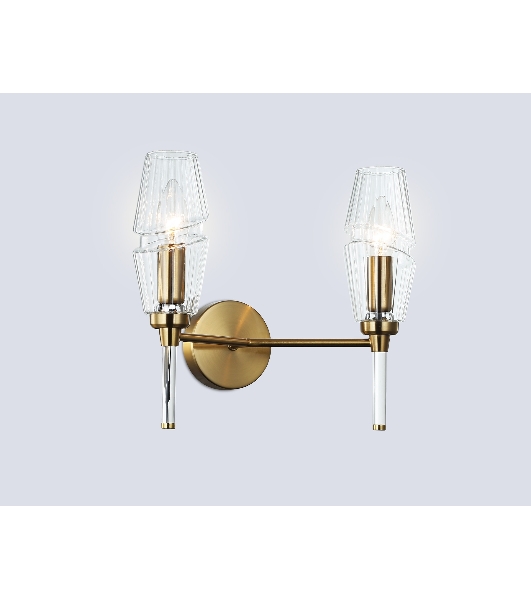 Настенный светильник Ambrella light LH55206/2 BS/CL латунь/прозрачный E14*2 max 40W 330*170*280