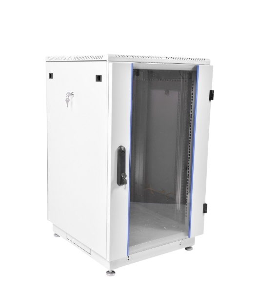 Шкаф коммутационный ЦМО ШТК-М-18.6.8-1ААА 18U 600x820 мм пер. дв. стекл задн. дв. стал. лист 2 бок. пан. направл. под закл. гайки 270 кг серый