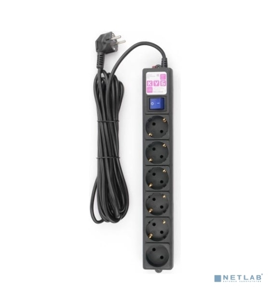 Сетевой фильтр PC черный 5 м 6 р 16А_SPG6-B5M