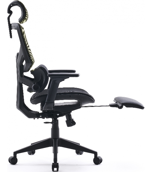 Кресло Cactus CS-CHR-MC01-LGNBK салатовый, сетка, подголовник, подставка для ног