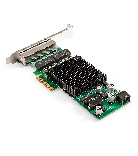 Сетевой адаптер ExeGate EXE-I350-T4V2-PoE (PCI-E x4 v2.1, порты 4xRJ45 PoE (медные, с поддержкой PoE), 10/100/1000Mbps, Gigabit Frame Grabber NIC Intel Chipset NHI350AM4)