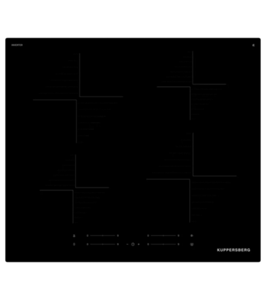 Варочная панель Kuppersberg ICI 406, индукция, High-Tech, 45 см, 9 уровней мощности, inverter, таймер, пауза, Booster, автоматическое отключение, сенсорное управление, автоматическое закипание, черный