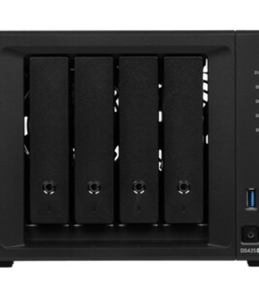 Сетевое хранилище Synology DiskStation DS425+ черный (Intel J4125/2Gb/4(3.5'/2.5'SATA/SSD) + 2 NVMe/RAID/1x1Gb/1x2.5Gb/2хUSB 3.2/no WIFI) (DS425+)
