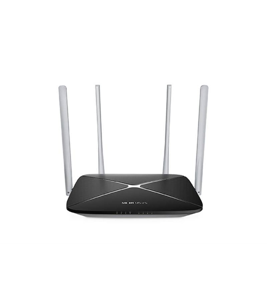 Беспроводный маршрутизатор Mercusys AC12, Dual Band, (867Мбит/с на 5 ГГц + 300Мбит/с на 2,4 ГГц)4 порта 100 Мбит/с, 4 фиксированных антенны