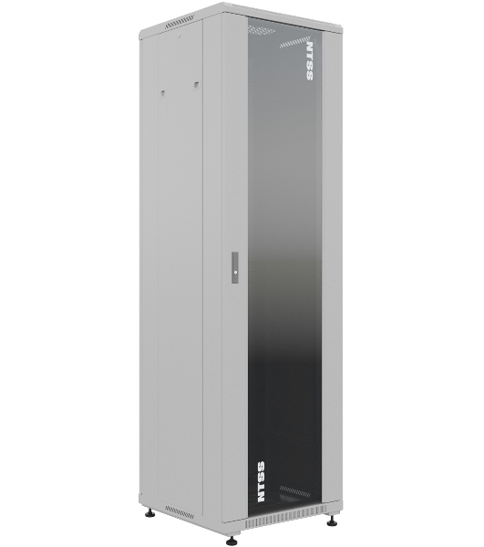 Шкаф серверный NTSS Премиум (NTSS-R22U6060GS) напольный 22U 600x600 мм пер. дв. стекл. металл 900 кг серый IP20 сталь