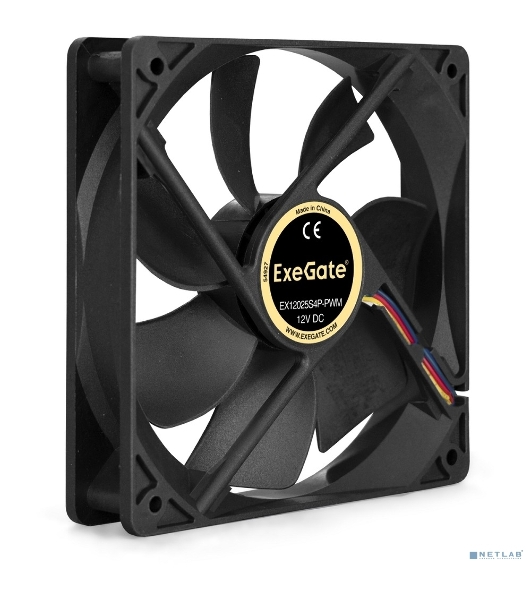Вентилятор для корпуса ExeGate E12025S4P-PWM черный, 120 мм, 1500 об/мин, 25 дБ, 4 pin