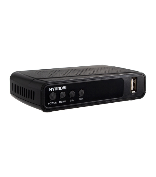 Приставка для цифрового ТВ Hyundai H-DVB520 черный, DVB-T2, DVB-T, DVB-C, HDMI, USB 2.0 х2