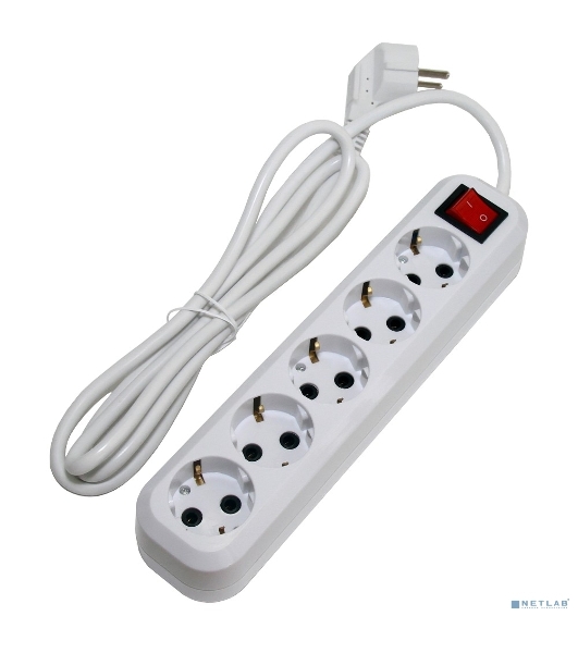 Сетевой фильтр 5bites SP5W-318 5S, 3x1.5мм2, 16A, ABS, 1.8M, белый