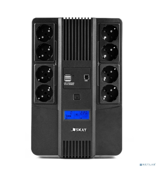 Источник бесперебойного питания Бастион SKAT-UPS 800-AID-IN-1x9-8 ИБП 220В 480Вт, LCD, АКБ 1x 9А·ч, line interactive, мод.синус, 8хSchuko,2xUS (8933)
