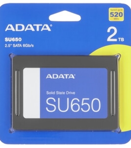 Накопитель SSD ADATA Ultimate SU650, 2000 Gb, SATA, 2.5', R/W 520/450, без радиатора