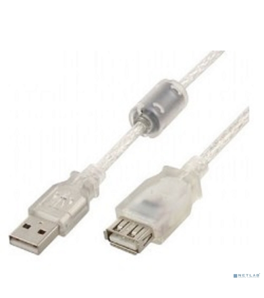 Кабель Cablexpert USB2.0 Pro, AM/AF, 3м, экран, 2 феррит.кольца, прозрачный (CCF-USB2-AMAF-TR-10)