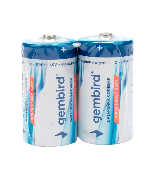 Батарейки солевые Gembird Gb-R14P-2F, тип С(R14P), 2шт, пленка