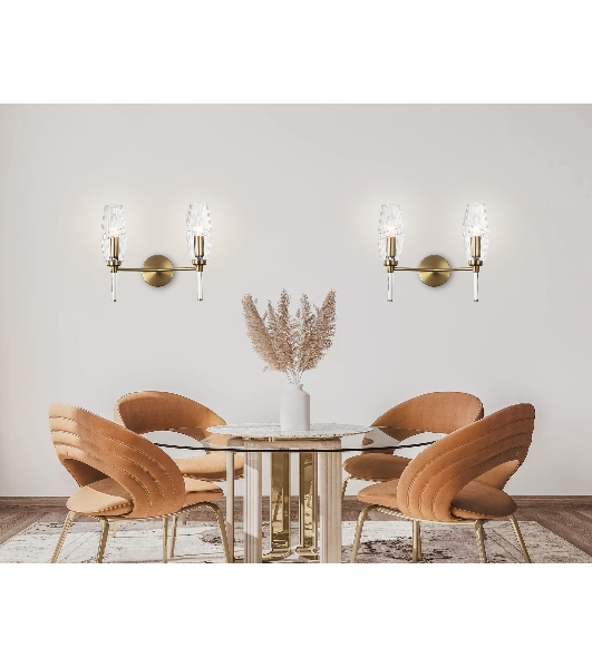 Настенный светильник Ambrella light LH55206/2 BS/CL латунь/прозрачный E14*2 max 40W 330*170*280