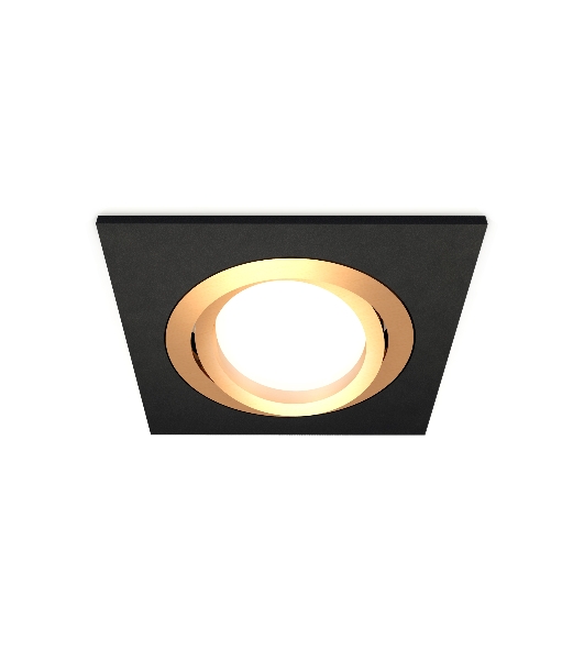 Комплект встраиваемого поворотного светильника Ambrella light XC7632083 SBK/PYG черный песок/золото желтое полированное MR16 GU5.3 (C7632, N7004)