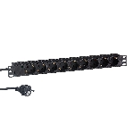 Блок розеток горизонтальный ExeGate ServerPro PDU-19H903 Al-9S-EU2, 19', 1U, Алюминий, 9 Schuko, кабель с евровилкой VDE-250V-16A-3*1.5мм2, 2 метра, черный, фото 1