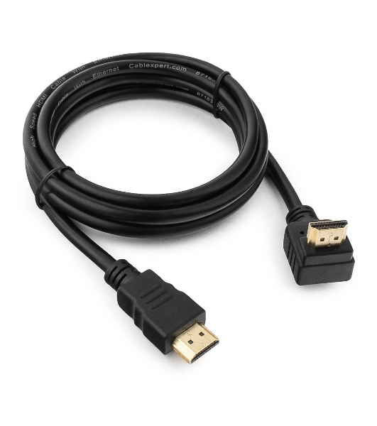Кабель Cablexpert HDMI CC-HDMI490-6, 19M/19M, v2.0, медь, позол.разъемы, экран, угловой, 1.8м, черный, пакет