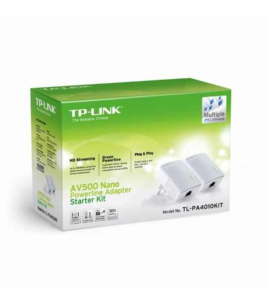 Сетевой адаптер TP-Link TL-PA4010KIT AV600 Nano Powerline Ethernet Adapter Starter Kit, Ultra Compact Size, 500Mbps Powerline Datarate,10/100Mbps Fast Ethernet, HomePlug AV, Green Powerline,Plug and Play, Twin Pa