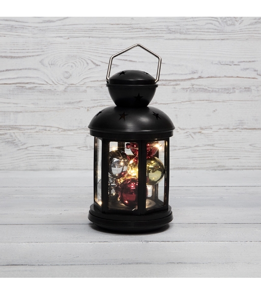 Декоративный фонарь Neon-night с шариками 12х12х20,6 см, черный корпус, теплый белый цвет свечения