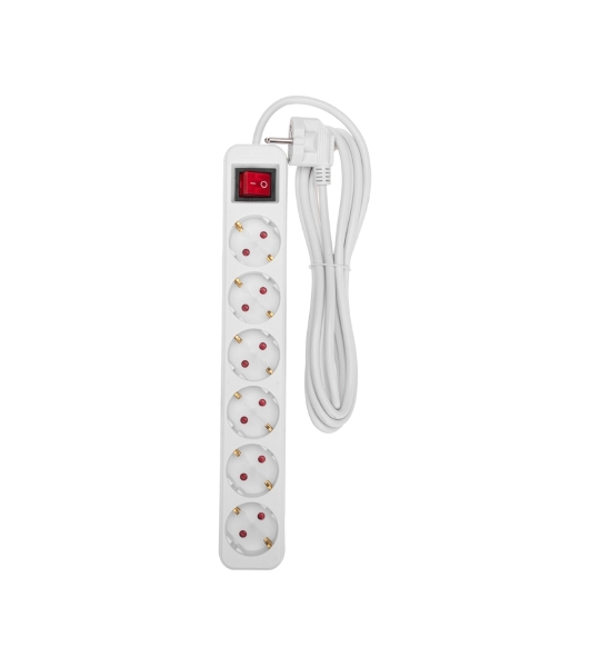 Удлинитель STANDARD 6 гнезд, 3м, 3х1,0мм², с/з, с выключателем, белый Rexant