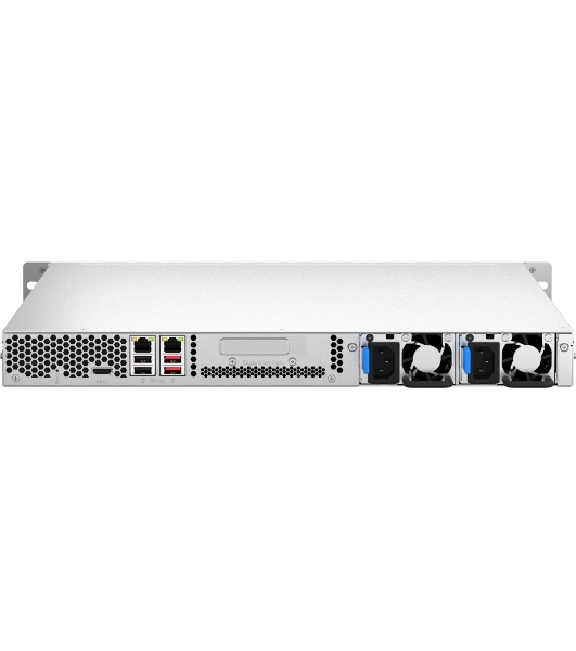 Сетевое хранилище SMB QNAP TS-464U-RP-8G NAS 4 HDD trays, rackmount 1U, 2 PSU. 4-core Intel Celeron N5105/N5095 2.0-2.9 GHz, 8 Gb RAM MAX, 2x2.5 Gigabit Ethernet, 4xUSB, 1xHDMI . PCIe Gen 3 x2, W/o rail kit RAIL-B02