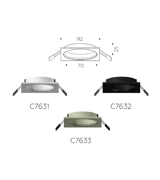 Корпус светильника C7633 SGR серый песок 92*92*H25mm MR16 GU5.3