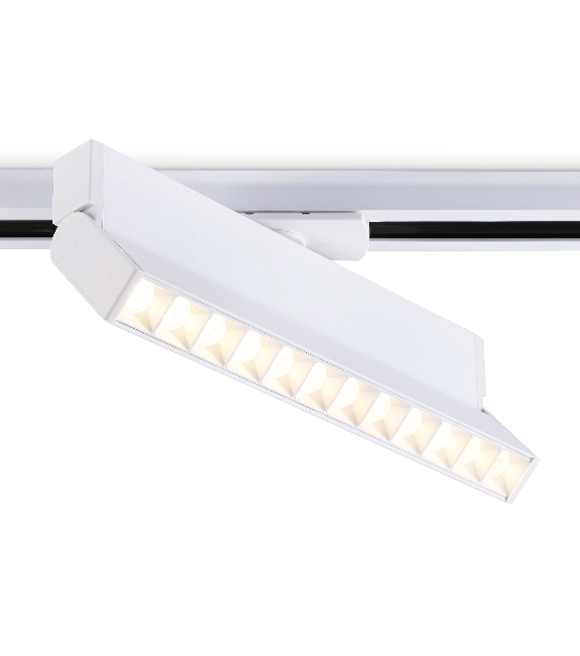 Трековый однофазный светодиодный светильник Ambrella light GL6815 WH белый LED 12W 3000K 24° 230*22*87