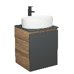 Тумба Bau Dream Blackwood 50 графит, раковина BAU Nimb 50х36, смеситель для раковины высокий Hotel Black, черный, фото7